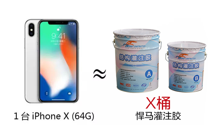 1台iphone x（64G） ≈ x桶悍马灌注胶