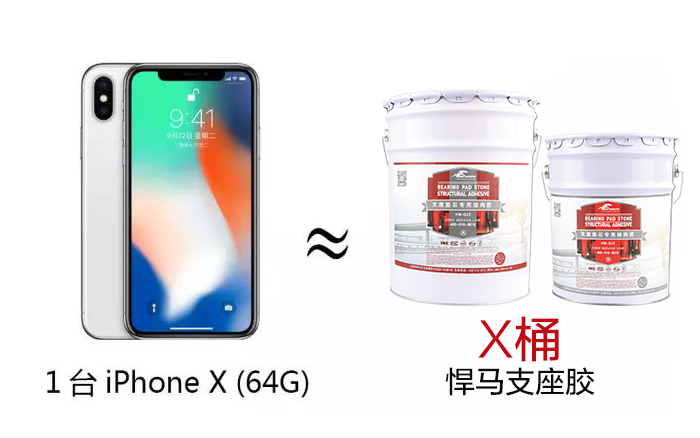 1台iphone x（64G） ≈ x桶悍马支座胶